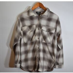 Just Polly New York Women’s Plaid Shacket Jacket Flannel Button Up Size L
